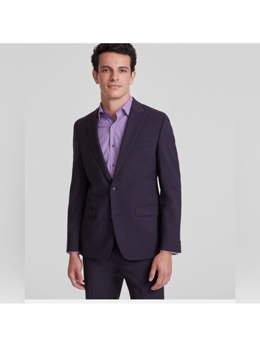 Bar III Men Slim Fit Suit Jacket Blazer Burgundy Solid Stretch 42L